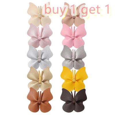 2pcs Small Size Waist Butterfly Hair Leather 发夹