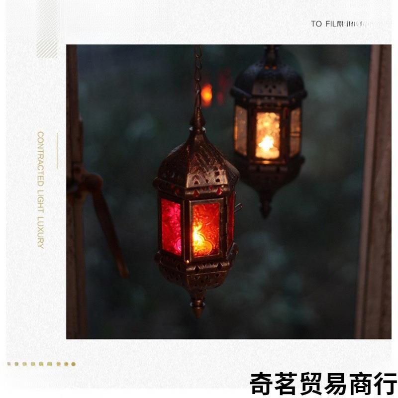 欧式复古铁艺烛台吊灯工艺品个性家居装饰品摩洛哥风情婚庆饰品