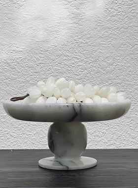 简约现代样板间软FTG饰装客厅茶几天大理然石托盘装品楼处桌面售