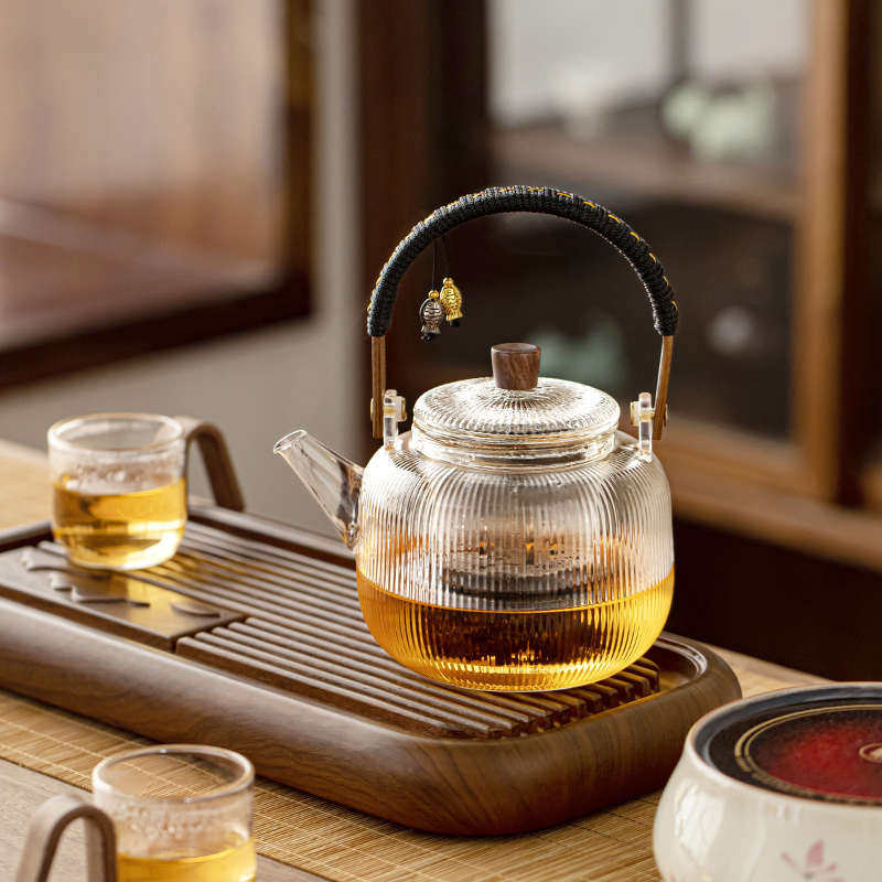 2024新款煮茶套装手绘粉兰花静音陶瓷电陶炉玻璃壶明火耐高温,餐饮具,茶壶,淘宝优惠券,粉丝福利购,淘宝优惠卷