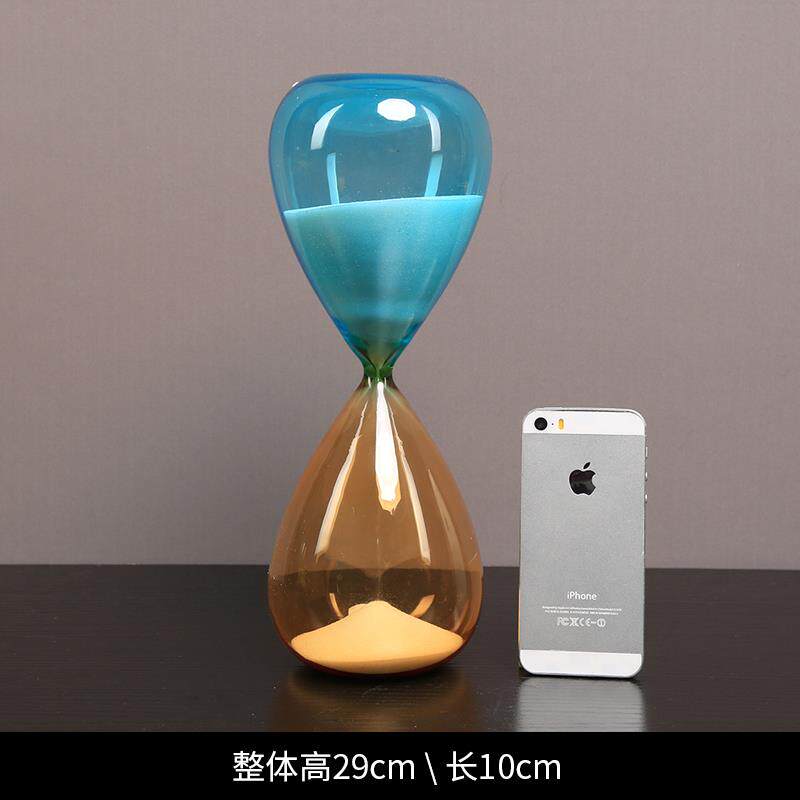 高档北欧简创意彩色玻璃沙漏计视装时器摆件客厅酒柜电柜办公室饰