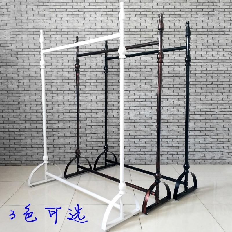 欧式覆古服装店展示架落地式展示架服装挂衣架落地单杠中岛挂衣架