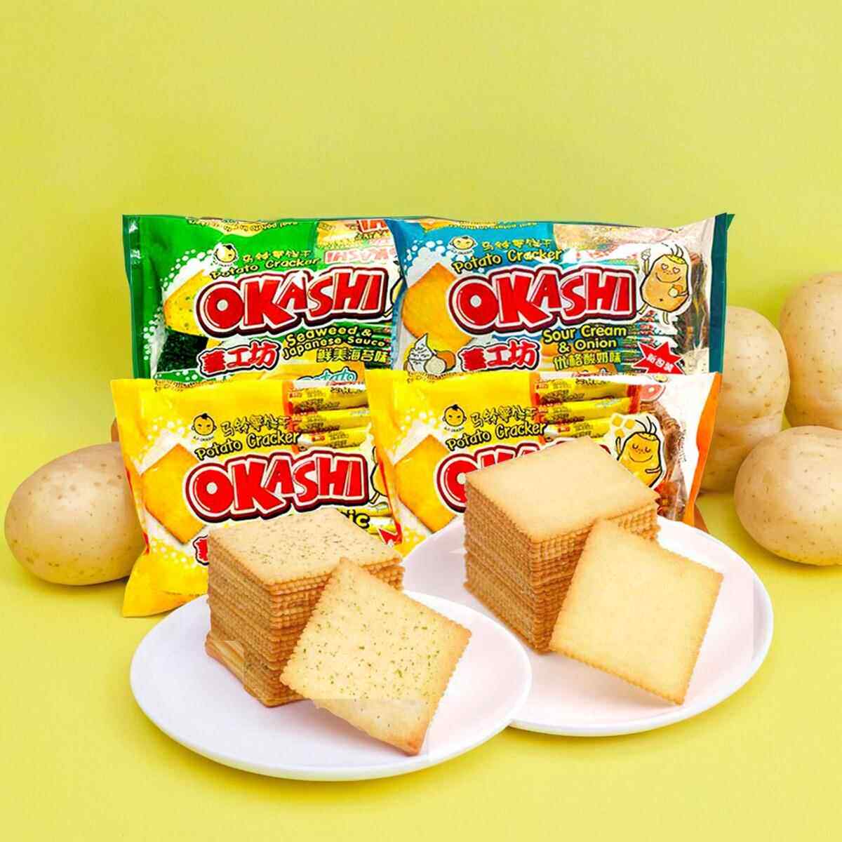 薯工坊饼干味觉小子马铃薯饼干okashi新鲜土豆薄脆片鱿鱼味薯片