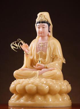 白色石KRW大理观音菩家萨观音佛像装饰南海观音坐莲观音菩拜萨佛