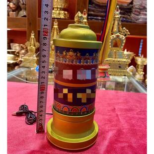 藏族转经简多吉电动转筒转轮桶合金彩绘家用插电摆件文殊观音莲师