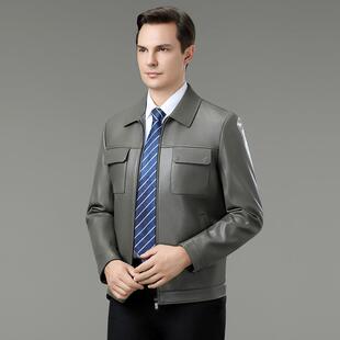 C克加棉外 皮尚全皮夹9258 秋海冬宁时真皮皮衣男头层绵羊短款 修身