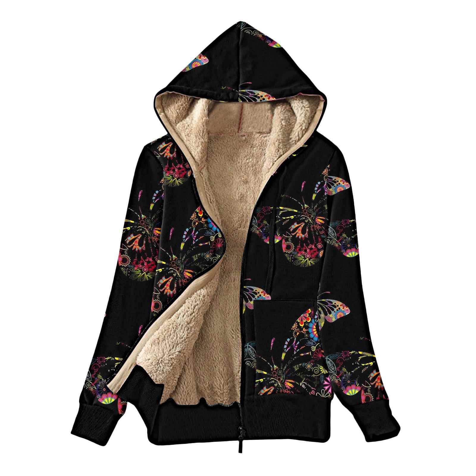 Womens loose plush patchwork hooded jacket