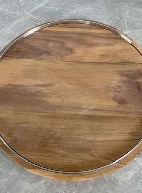 北欧简约样板间厨房展厅软装实木水波纹点心托盘餐盘砧板拍照道具