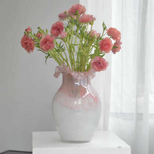 客厅法式装饰摆件顿水培中古复古花边插花家居摆件餐桌芬花瓶装饰