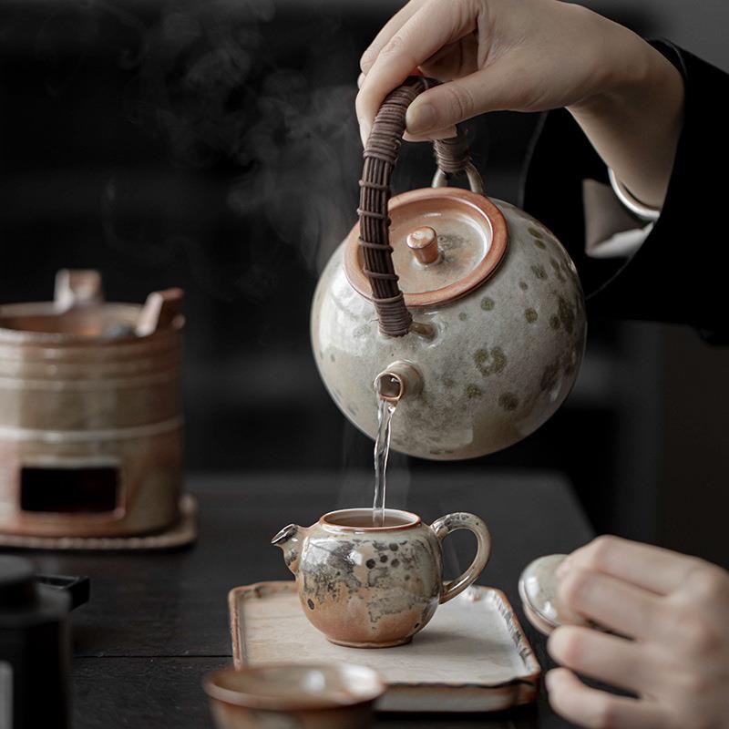 宜茶话围炉煮茶柴大烧窑变提梁量壶泡室cs-tlh茶壶容陶瓷复古烧水图片