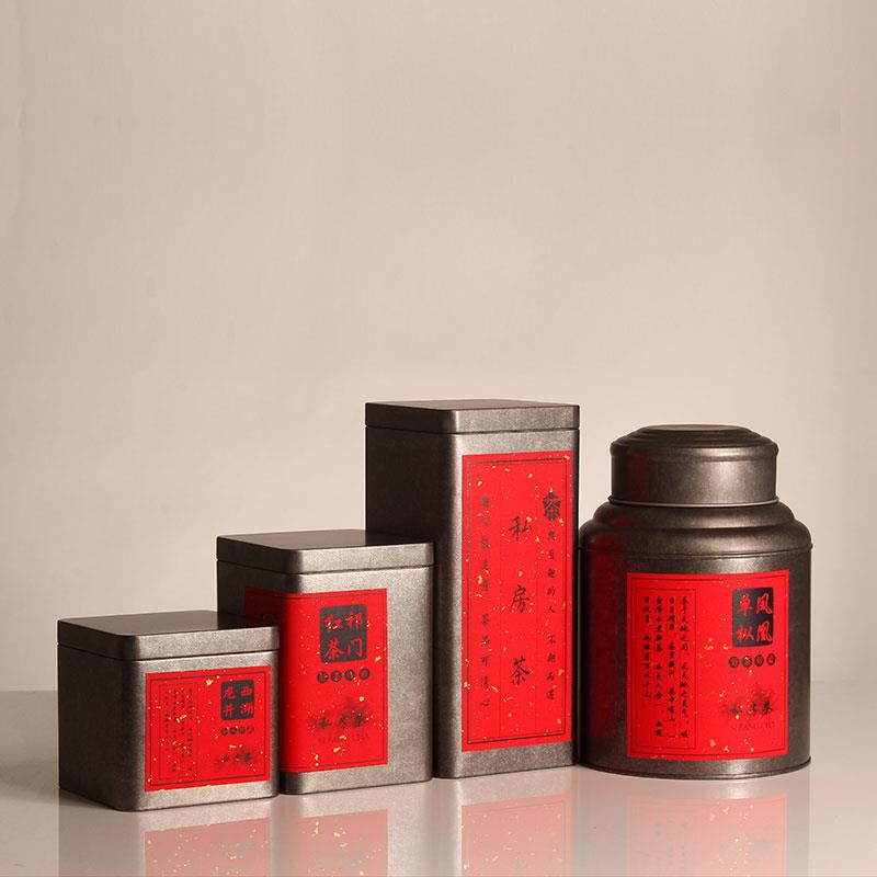 中式复古茶叶罐马口铁盒便携通用存储铁罐密封普洱红绿白茶包装盒