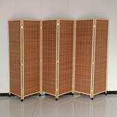 推拉移动屏风隔断客厅折叠玄关移动新中式 滑轮实木竹编进门遮挡墙