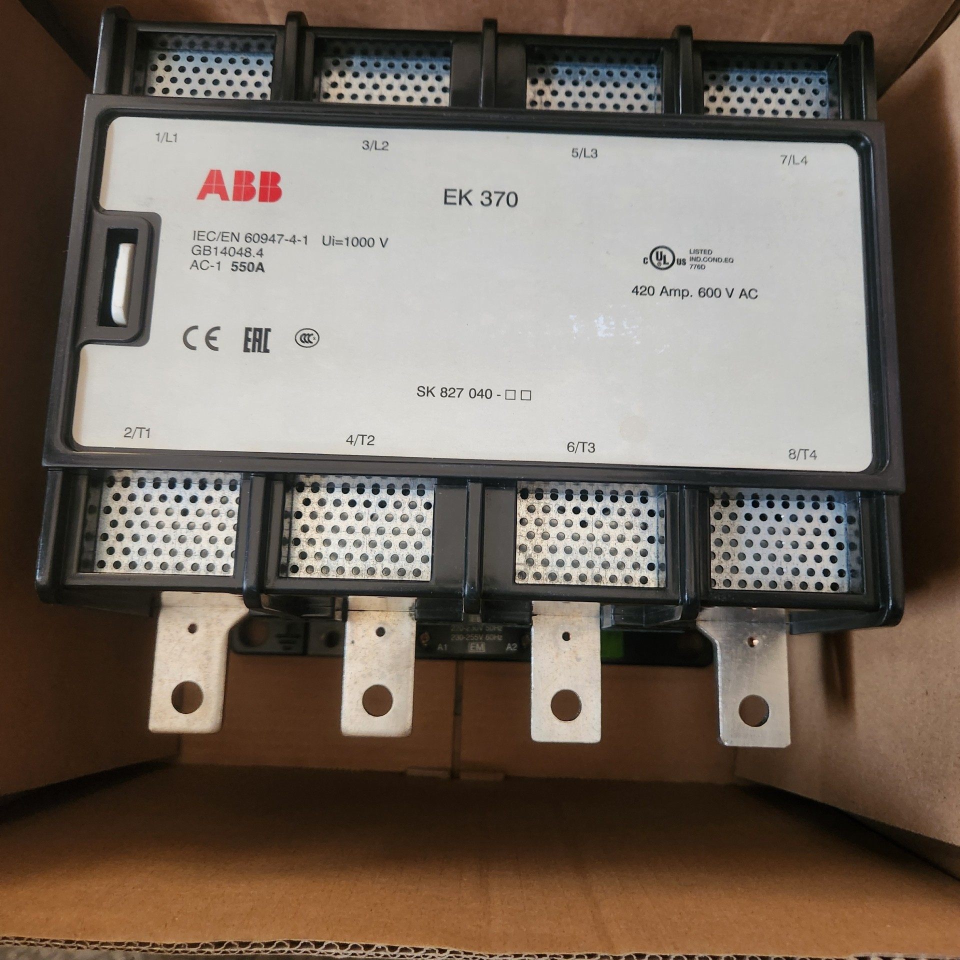 全新ABB接触器EK370 Ui1000V AC-1 550