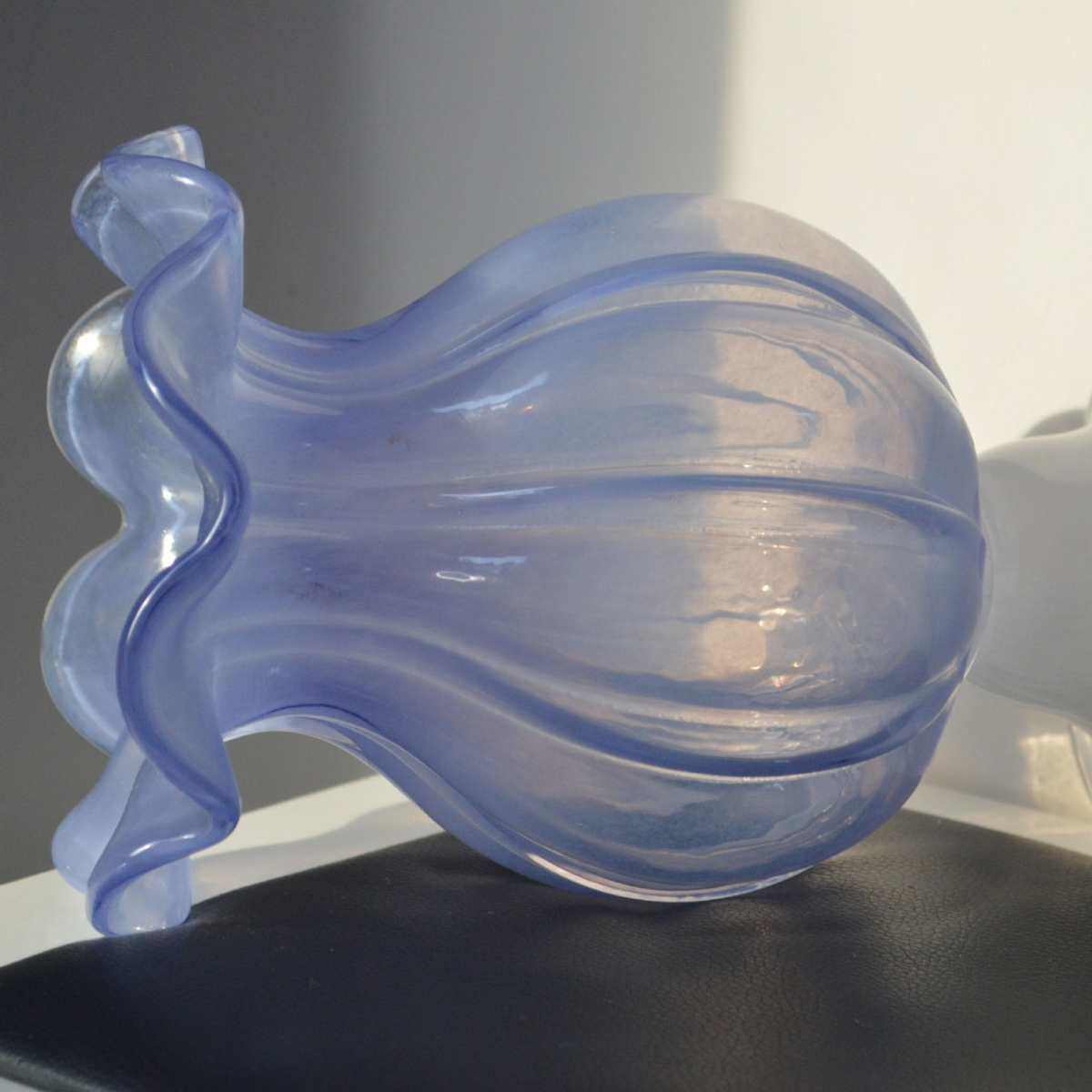 中古芬顿风紫色风灯花瓶高脚玻璃花器客厅电视柜餐桌欧式装饰摆件