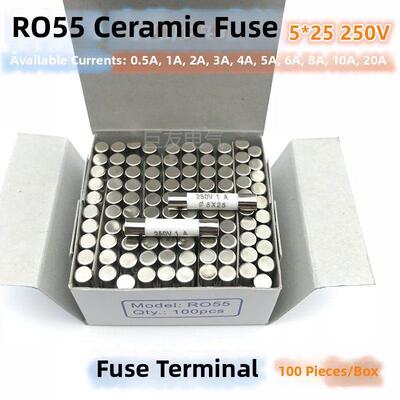 5*25 250V保险丝端子保险丝芯5X25保险丝陶瓷保险丝管保险丝0.5A-