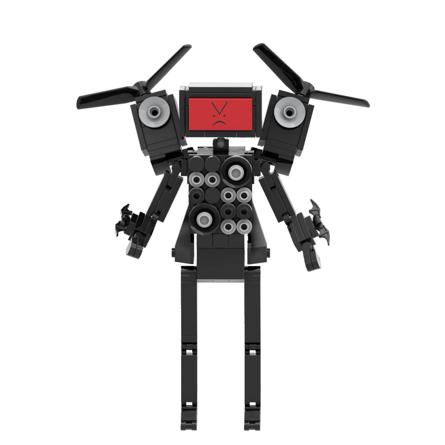 女版泰坦电视人积木玩具moc多头马桶人和变异监控人手办境外玩偶