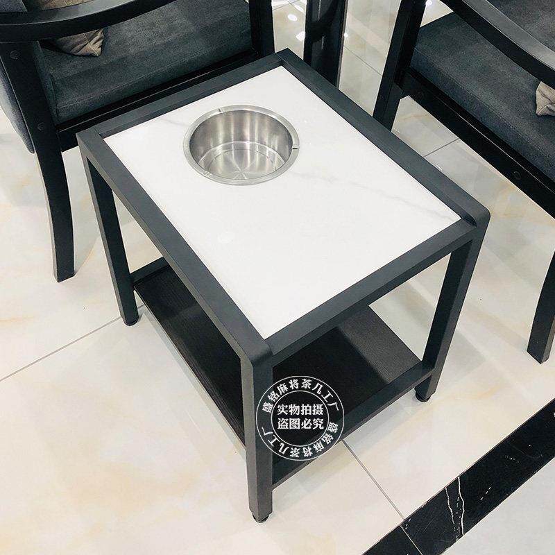 棋牌室茶几岩板茶水架带烟缸麻将机专用置物架茶水桌麻将馆小边几