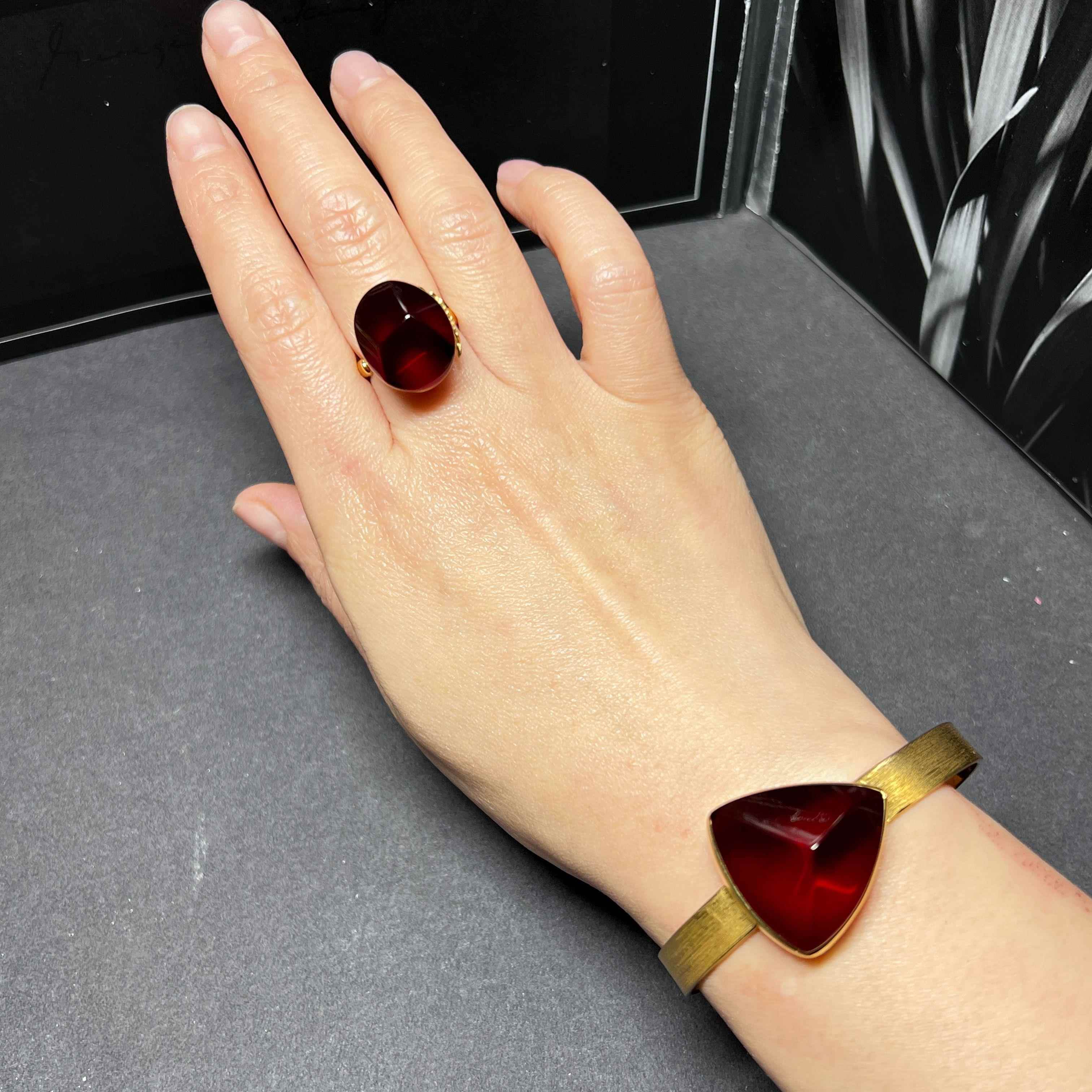 欧洲款波兰进口 天然原矿无优化蜜蜡血红色琥珀手链环镯戒指套装