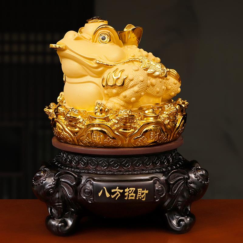 八方招财进宝金蟾摆件大号蟾蜍旋转金蝉收银吧台旺财店铺开业礼品