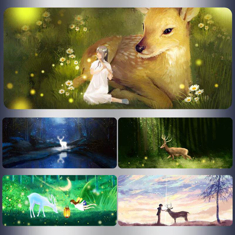 北欧麋鹿滑鼠垫ins风小清新女生创意办公桌垫笔记本游戏键盘垫子