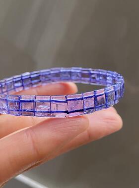 新品天然电光蓝坦桑石手牌水晶手链精美流行男女手串规8*5.4*3mm