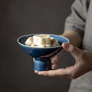 下午茶点碟围炉煮茶室零食碗糕点心盘水果碟家用 陶瓷高脚果盘中式