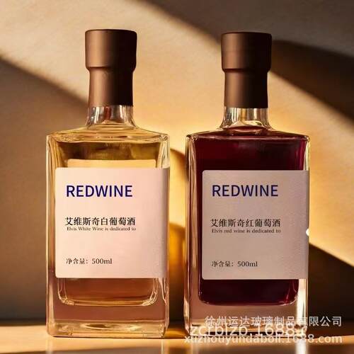 现货晶料果瓶玻璃酒瓶酒密封方形洋酒l瓶500m白酒瓶白分HIB装酒瓶
