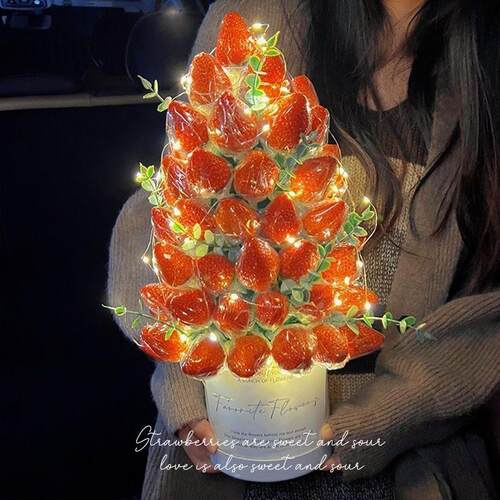 圣诞节草莓抱抱桶花束手工diy材料包自制创意礼物送男女朋友闺蜜