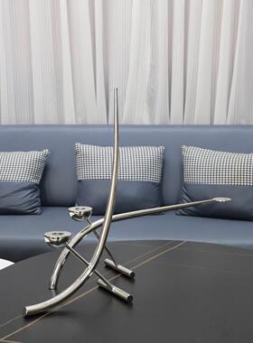 0304式创意半欧圆弧形金属客烛台摆厅件餐餐桌酒店西餐厅厅家居装