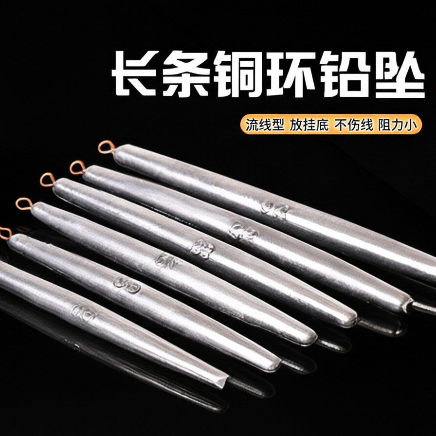 圆柱形专用条形笔形带环远投铅坠