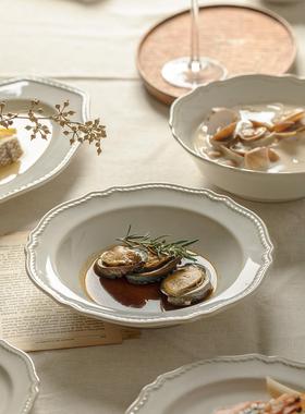 日式盘米看饭碗碟ROE装家用陶瓷复古高套颜值子法式餐具特别好的