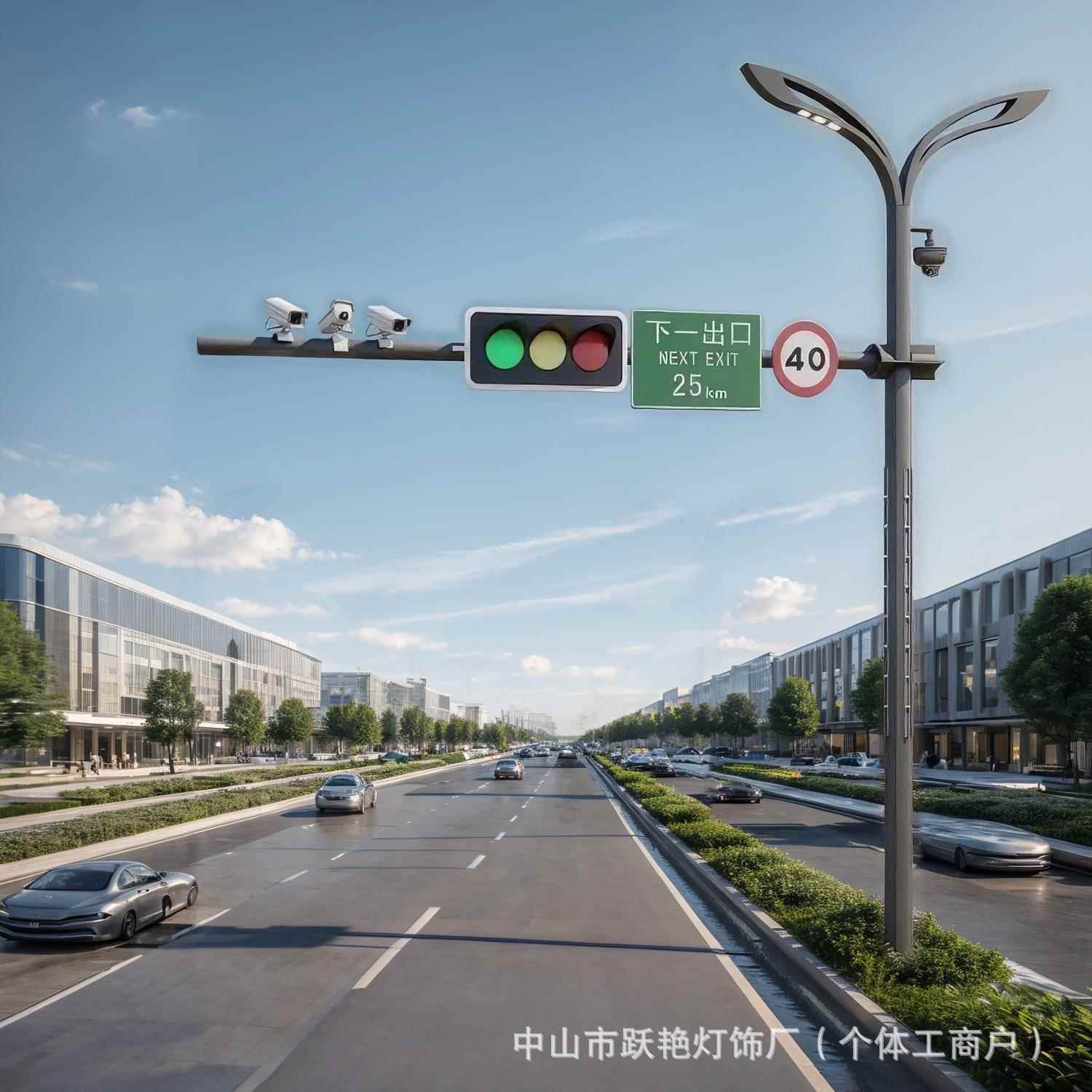 户外路灯综合杆市政红绿灯共杆标志指示牌滑槽多杆合一交通立杆灯