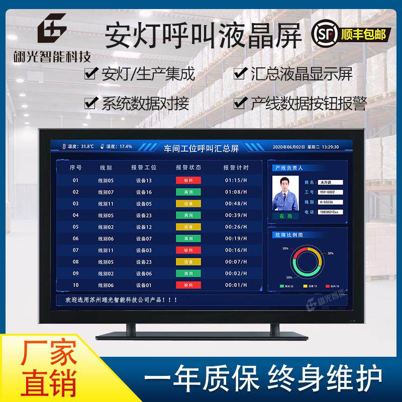 Andon无线安灯呼叫物料生产管理汇总LCD液晶屏电子看板定制包邮