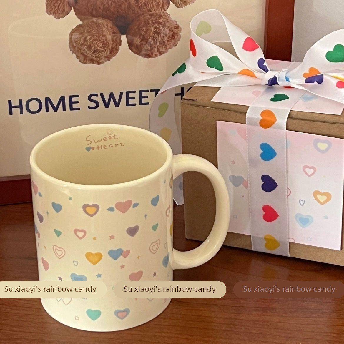 网红爱心星星马克杯ins陶瓷陶瓷杯水杯情侣可爱高颜值家用咖啡杯