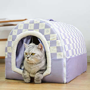 跨境冬季 屋猫笼可拆洗冬天狗窝宠物用品猫窝 保暖四季 通用封闭式