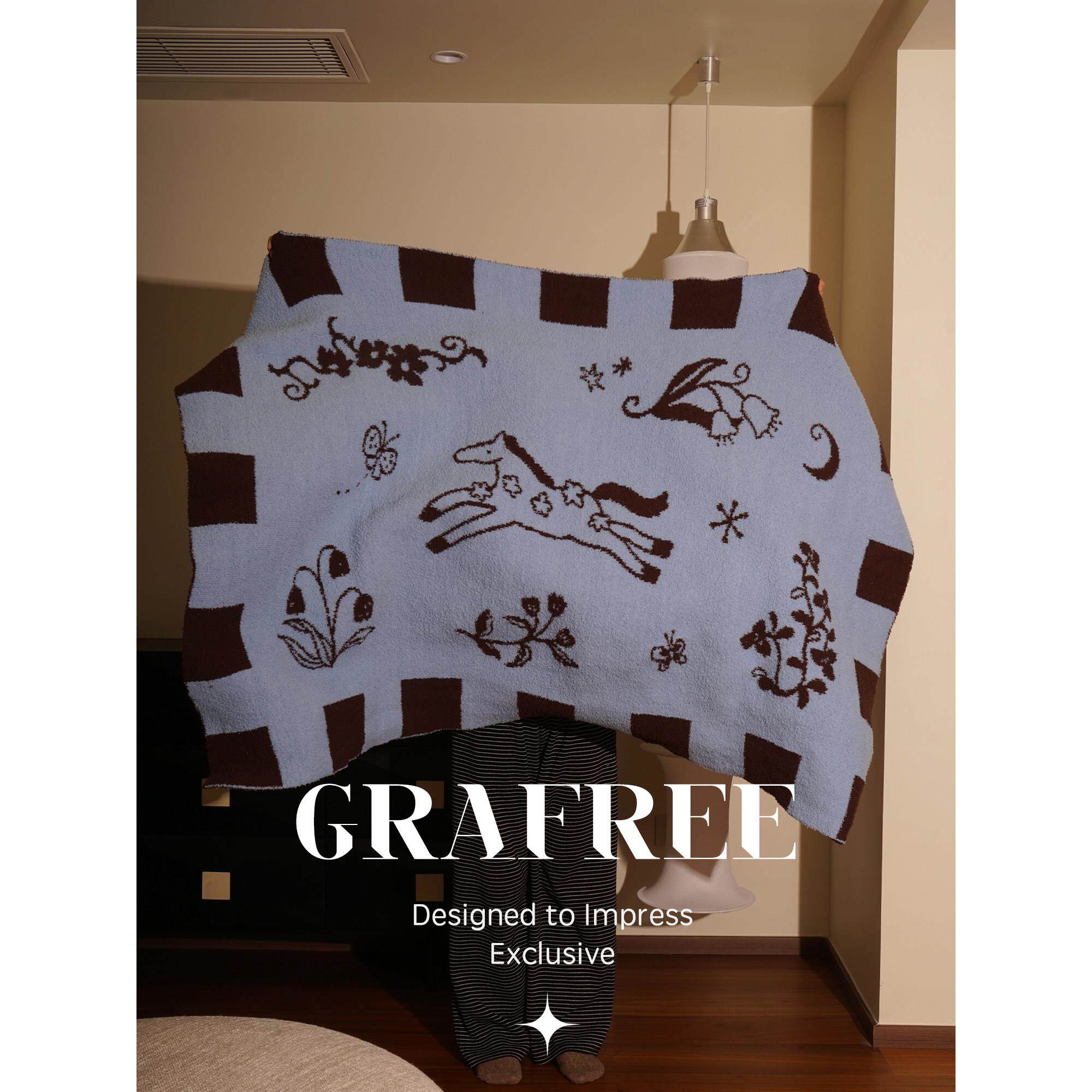 GRAFREE中古小马毛毯沙发毯装饰毯子休闲毯午睡盖毯生日礼物女生