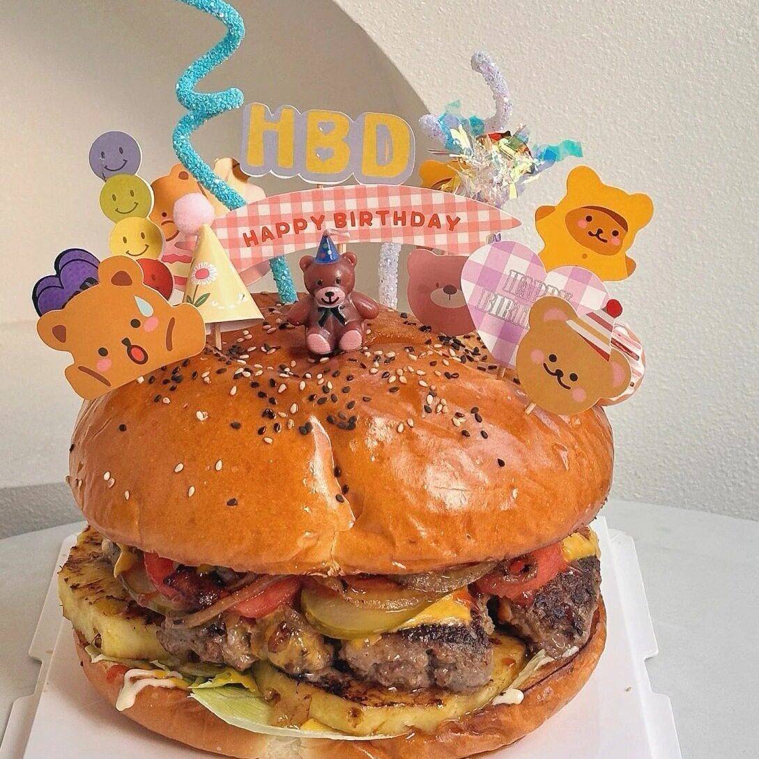 美式汉堡胚生日汉堡胚超大汉堡面包创意地摊美式黄油纯手工6寸8