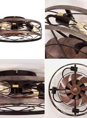 新款铁艺创意美式扇灯餐厅风扇欧美BCU复卧古室吊风扇灯灯