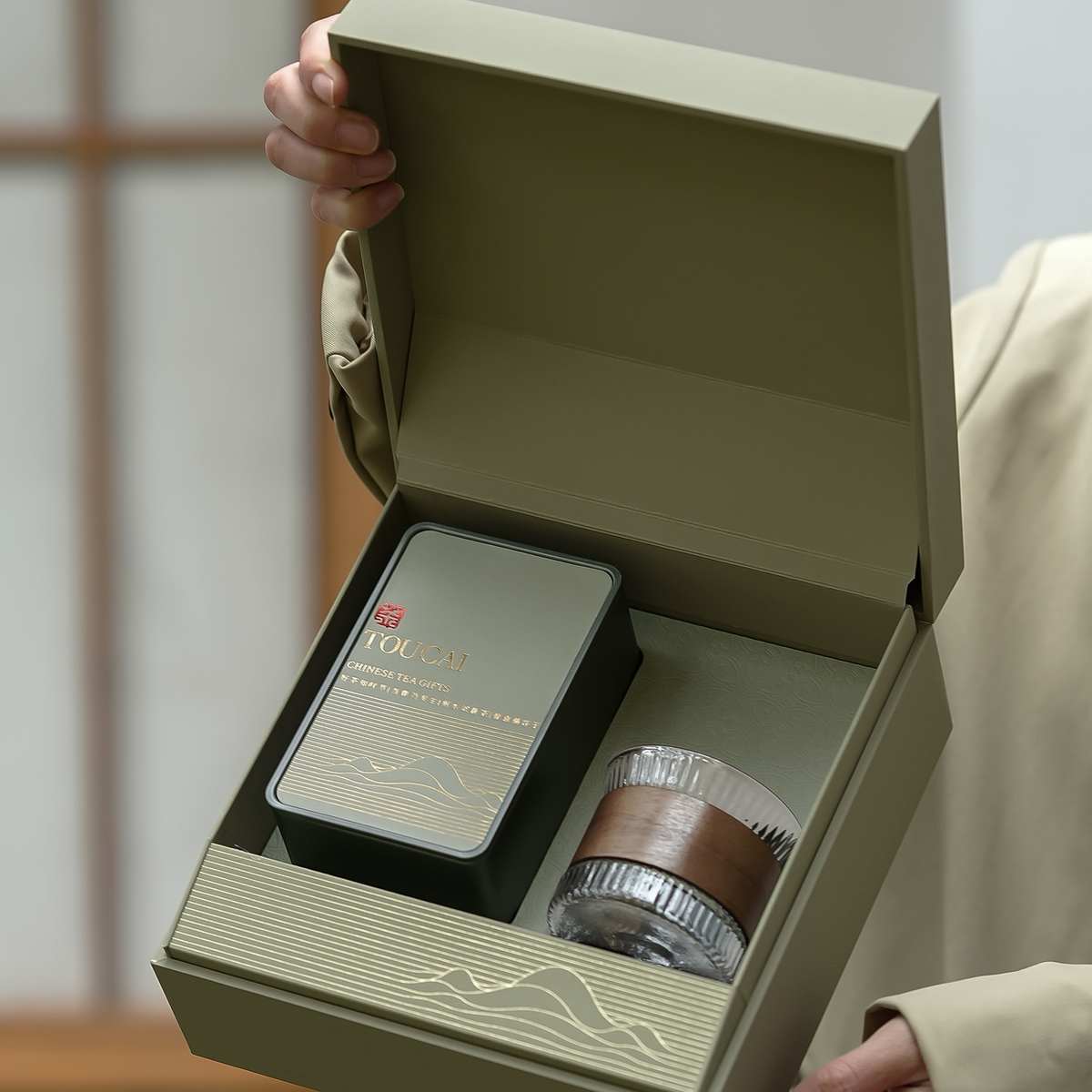 精品2025春茶新款高端商务礼盒皮盒双铁玻璃杯咖啡杯防烫空盒节日