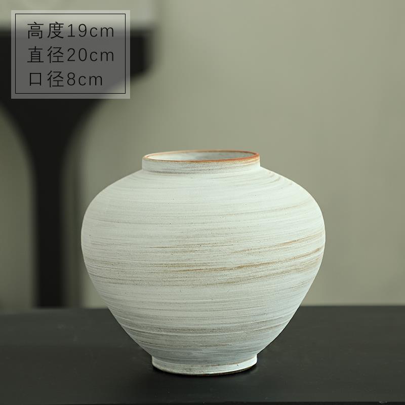 正品玄关现代花简约陶瓷瓶件白色月亮粗陶罐罐兰摆馨大肚瓷器瓶景