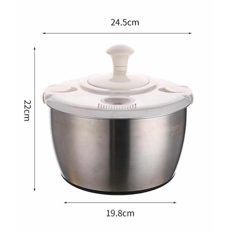 不锈钢蔬菜脱水器双层手动旋转沙拉果蔬甩干机脱水篮洗菜甩油神器