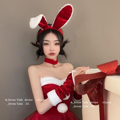圣诞节兔女郎可爱红色兔耳朵