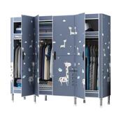 对开门衣柜家用卧室简易组装 衣橱全钢架结构布衣柜高承重简易衣柜