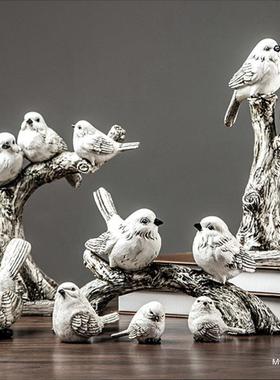 客厅摆件高端大气上档次2025创意美式小鸟家居室内树脂工艺品摆设
