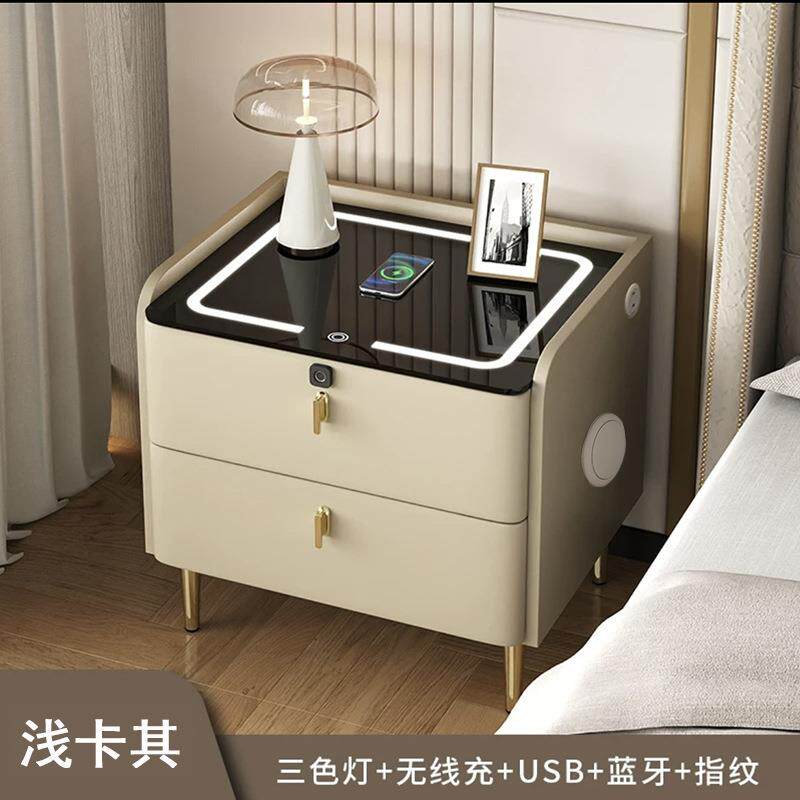 智能床头柜2026新款轻奢高级感台灯一体卧室极窄小型带灯无线充