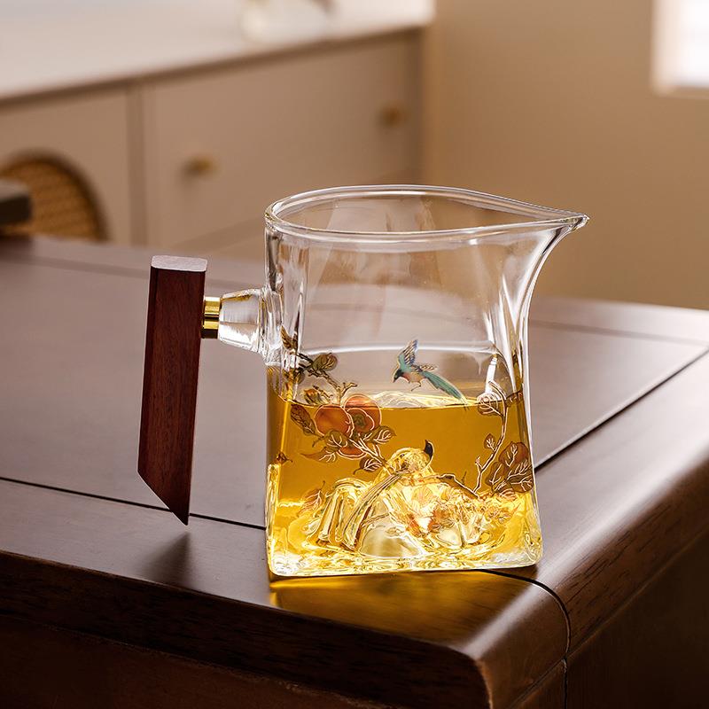 玻璃观山公道杯带手柄耐热分茶器高档泡茶滤倒茶公杯茶海功道茶具