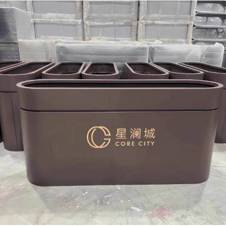 树箱花坛铁艺长方形花槽圆筒花钵花盆户外不锈钢组合街道花架