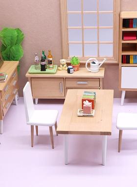 1：12迷你娃娃屋家具DOLLHOUSE模型摆件12分现代仿真厨房桌椅柜子