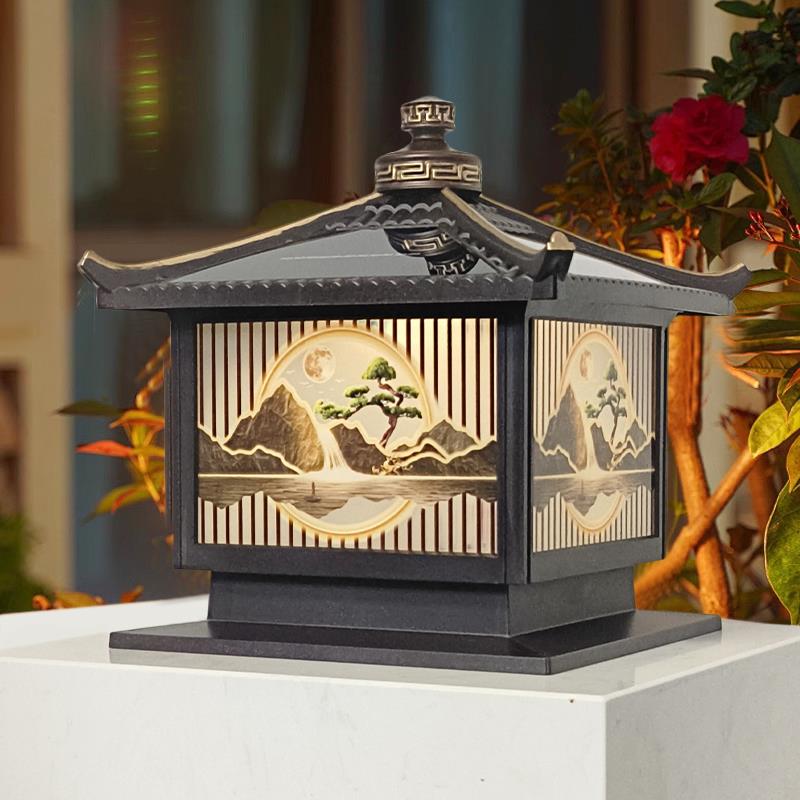 太阳能柱头灯LED灯防水户外庭院灯院门围墙灯大门柱子灯新中式