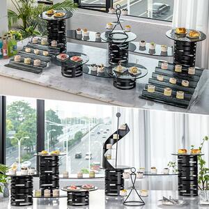 高端自助餐甜品台摆件展示架冷餐会套装茶歇摆台水果蛋糕点心架子